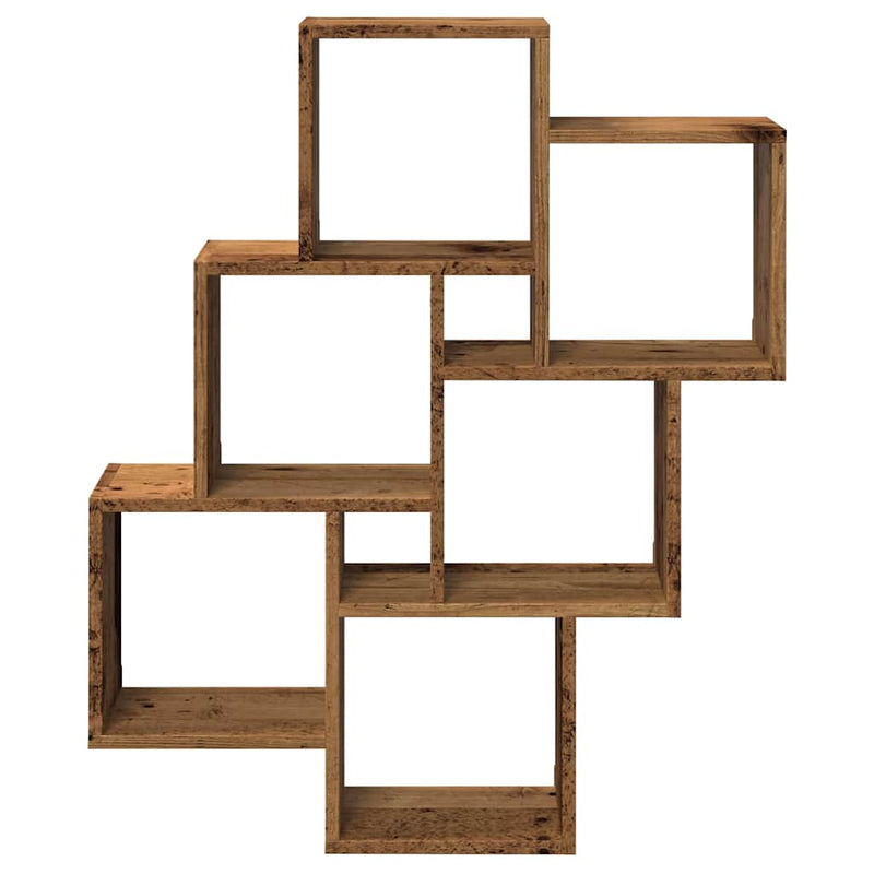 Raft de perete cub, lemn vechi, 78x15x93 cm, lemn prelucrat