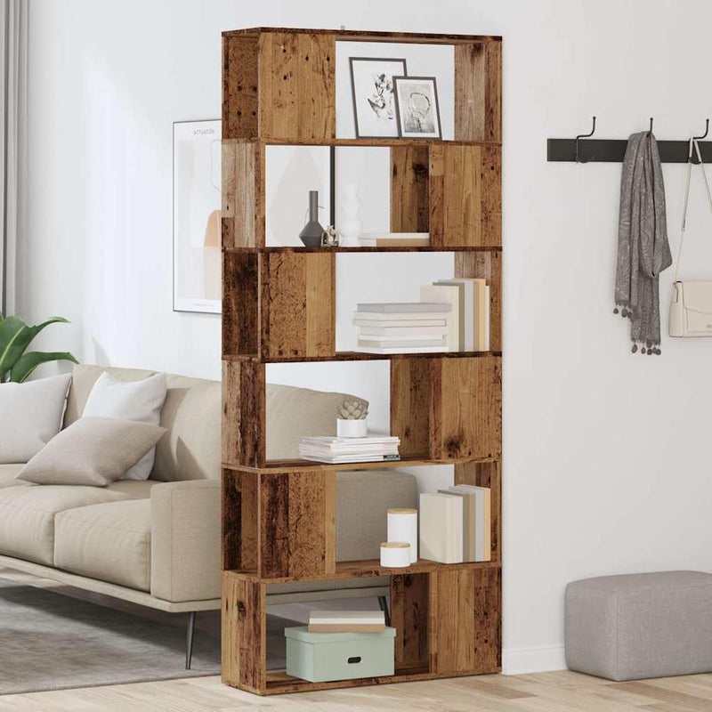 Bibliotecă/Separator de cameră, Lemn vechi, 80x24x186 cm