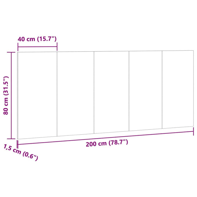Tăblie de pat cu LED, stejar artizanal, 200x1,5x80 cm, lemn