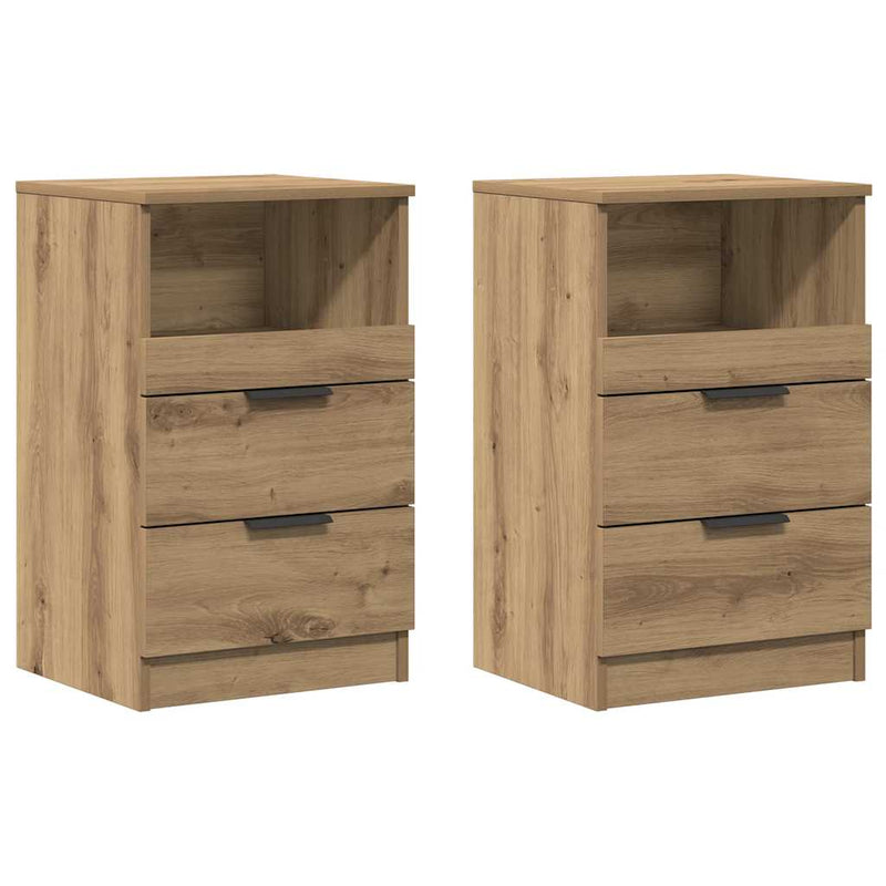 Bedside Cabinet 2 buc. Stejar Artizanal Medium Engineered Wood