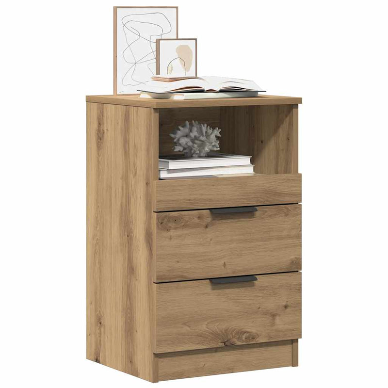 Bedside Cabinet 2 buc. Stejar Artizanal Medium Engineered Wood