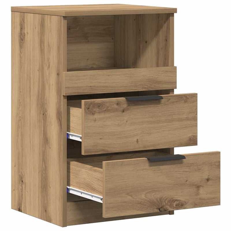 Bedside Cabinet 2 buc. Stejar Artizanal Medium Engineered Wood