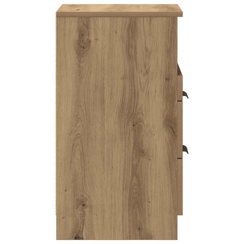 Bedside Cabinet 2 buc. Stejar Artizanal Medium Engineered Wood