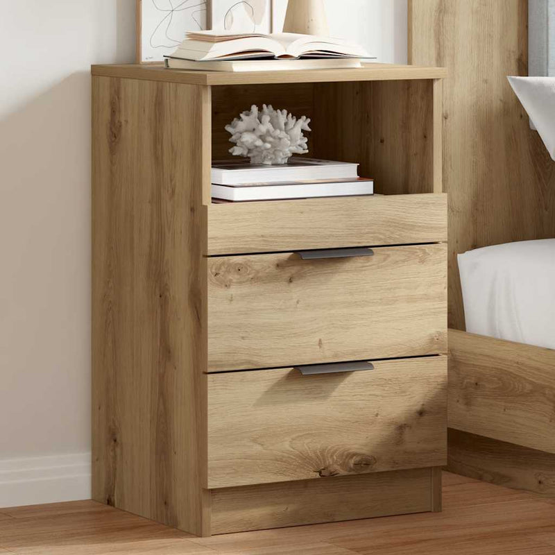 Bedside Cabinet 2 buc. Stejar Artizanal Medium Engineered Wood