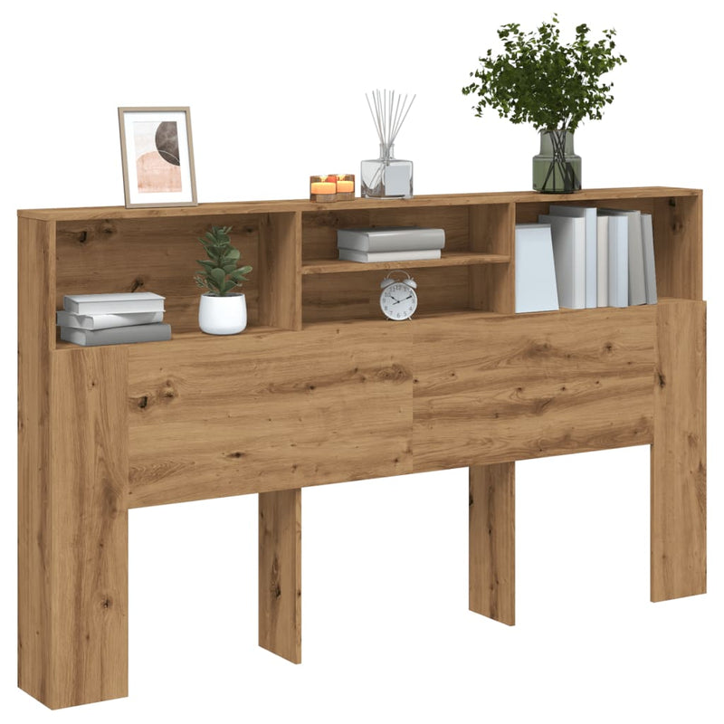 Dulap cu tăblie de pat, stejar artizanal, 180x19x103,5 cm, lemn stratificat