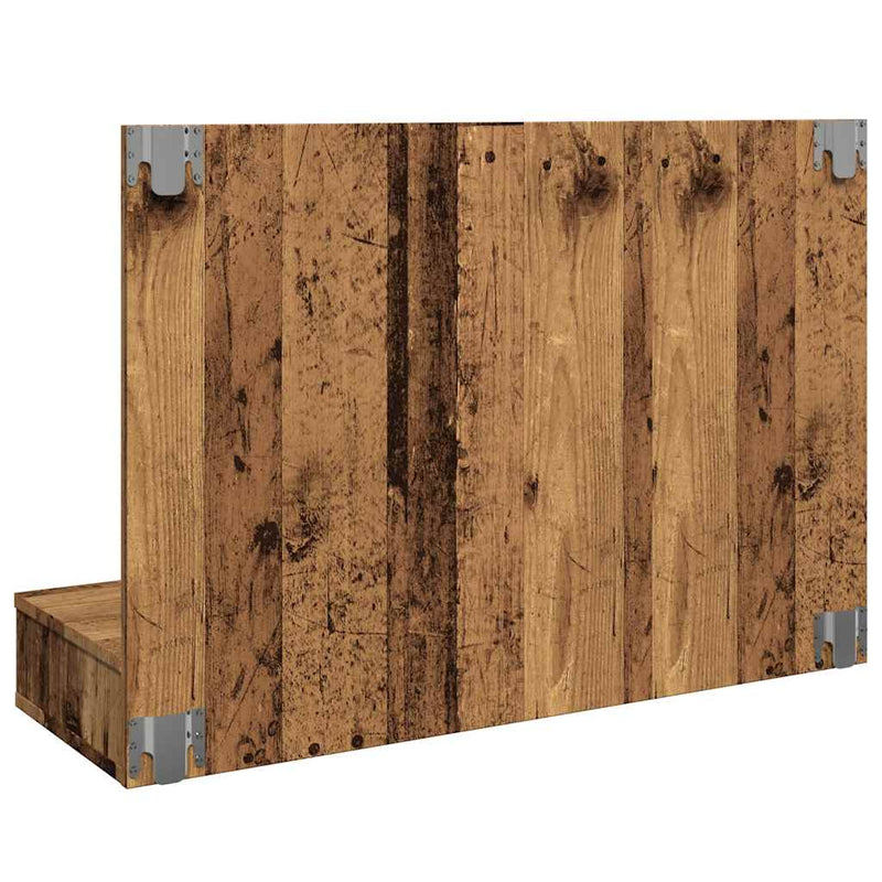 Dulap cu oglindă și LED, lemn vechi, 90x31,5x62 cm