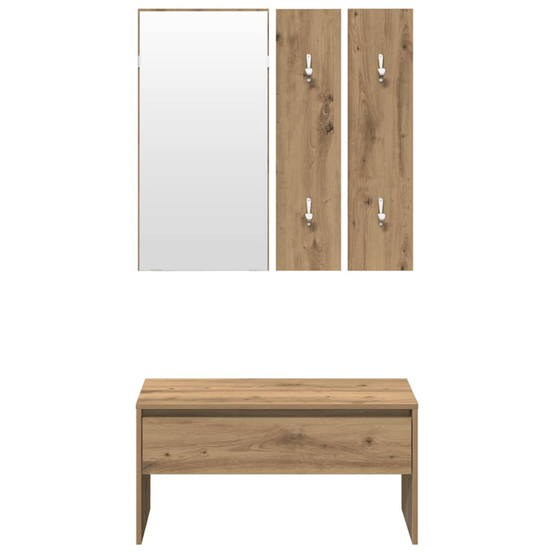 Set de mobilier pentru hol din lemn de stejar artizanal