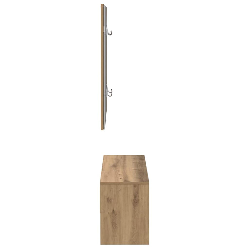 Set de mobilier pentru hol din lemn de stejar artizanal