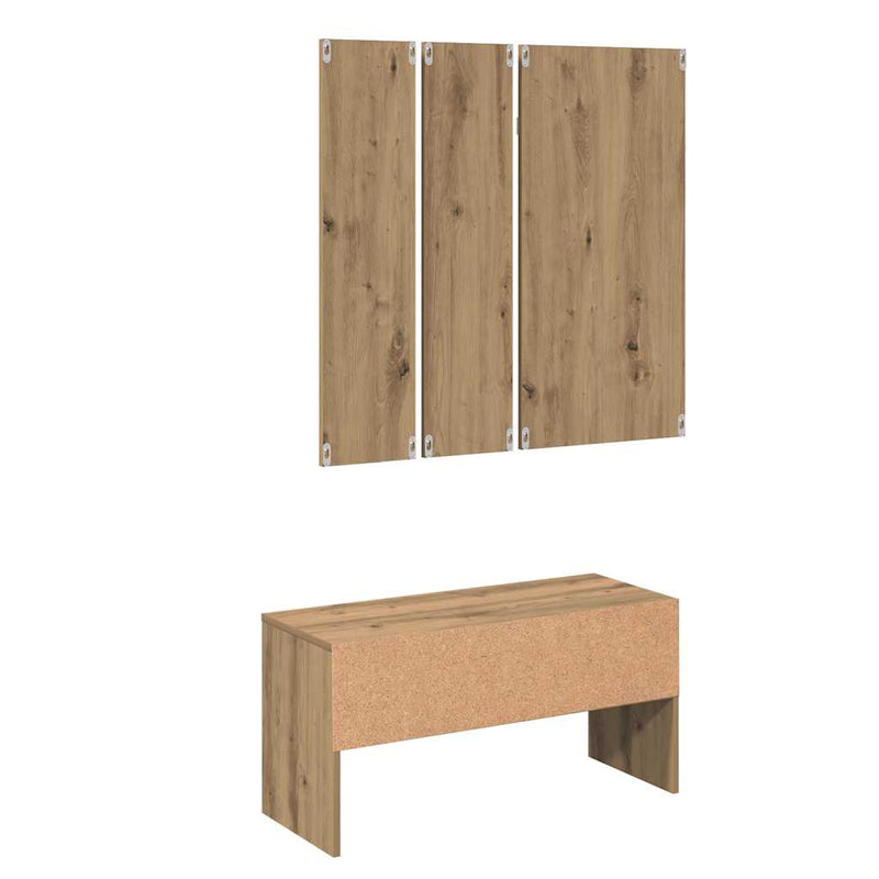 Set de mobilier pentru hol din lemn de stejar artizanal
