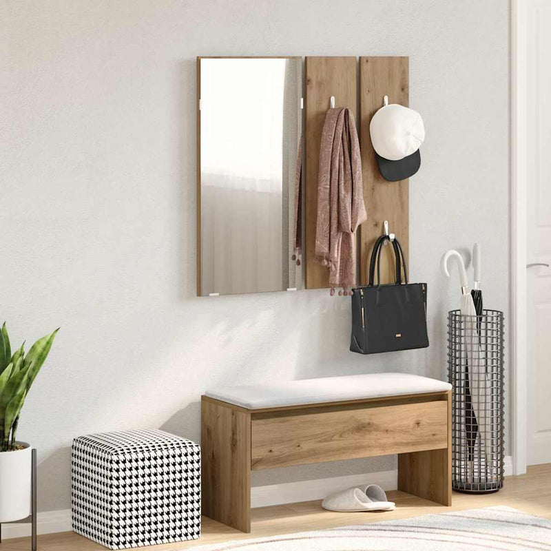 Set de mobilier pentru hol din lemn de stejar artizanal