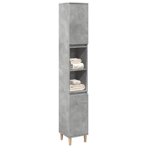 Dulap de baie, gri beton, 30x30x190 cm, lemn prelucrat