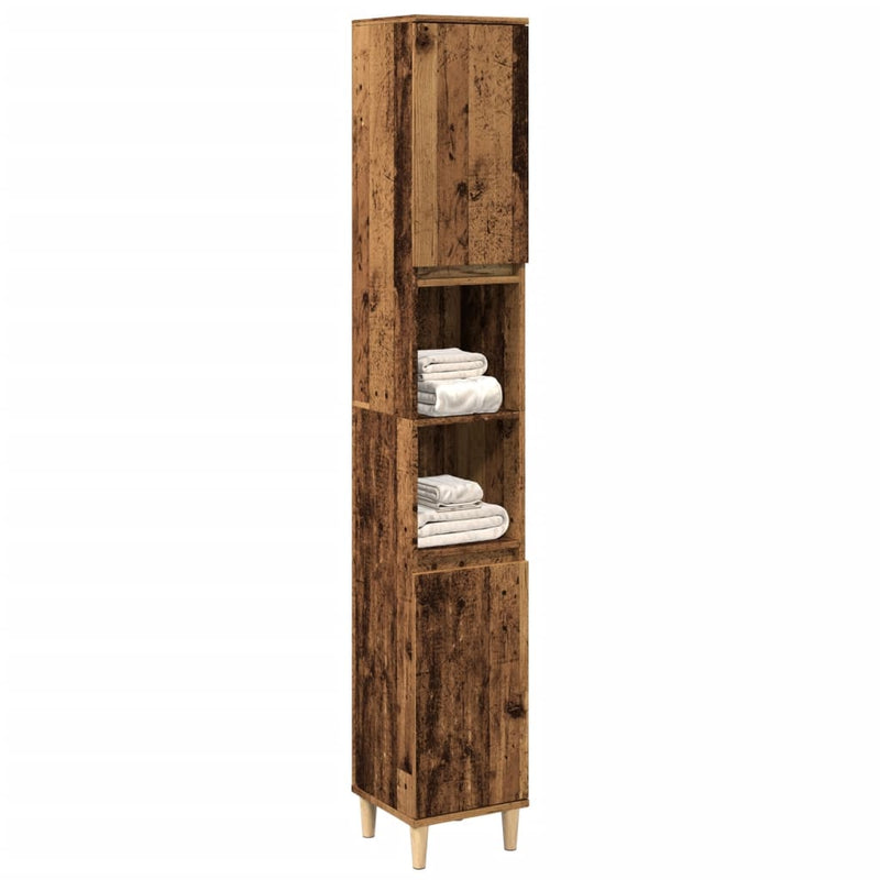 Dulap de baie, lemn vechi, 30x30x190 cm, lemn prelucrat