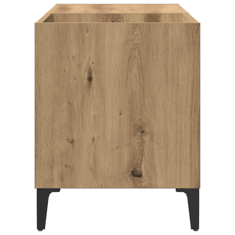 Dulap discuri stejar artizanal, 84,5x38x48 cm, lemn prelucrat