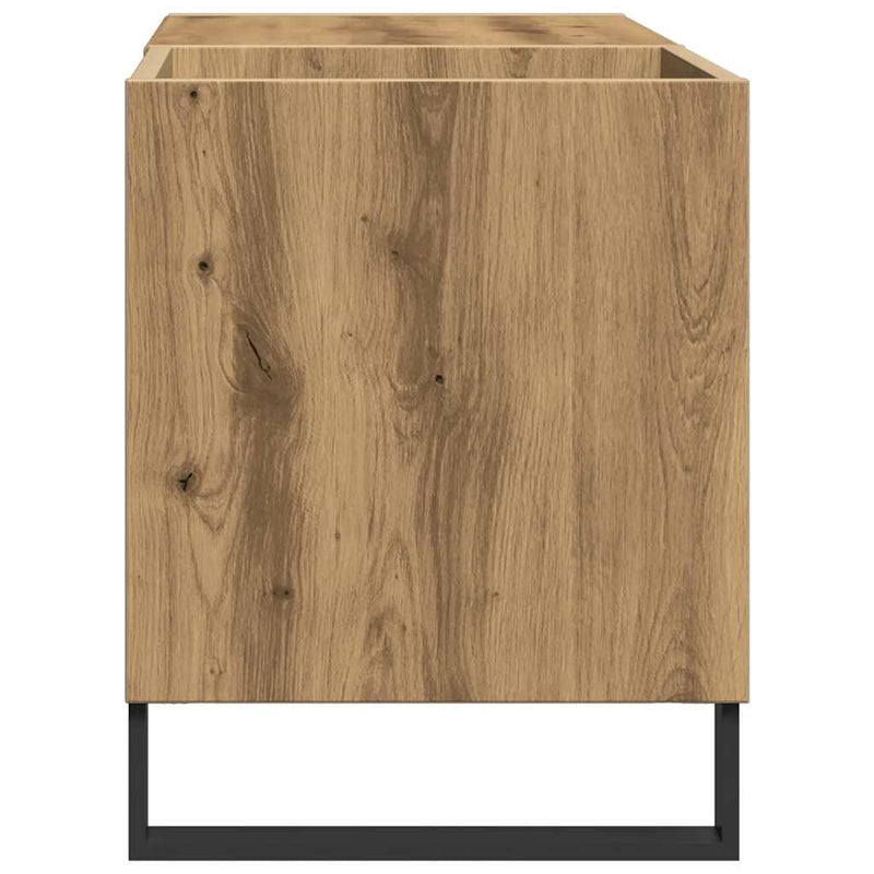 Dulap discuri stejar artizanal, 84,5x38x48 cm, lemn prelucrat