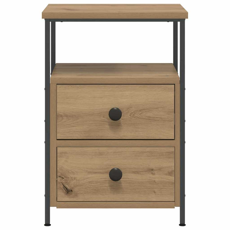 Noptiere 2 buc. stejar artizanal, 34x35,5x50 cm, lemn prelucrat