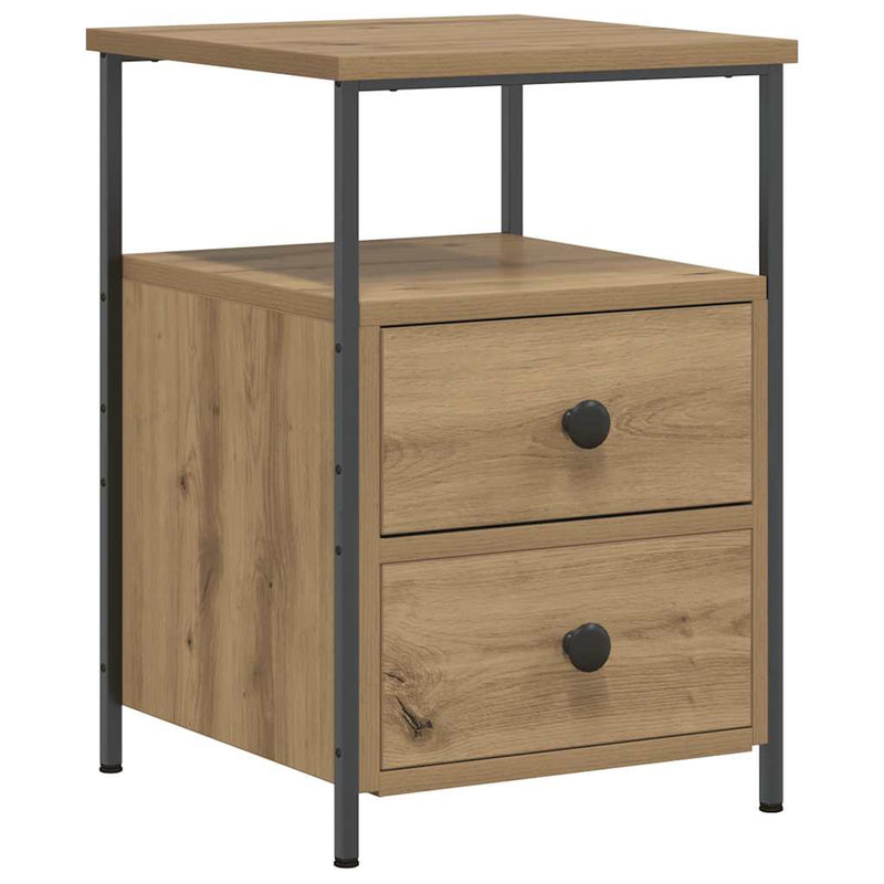 Noptiere 2 buc. stejar artizanal, 34x35,5x50 cm, lemn prelucrat