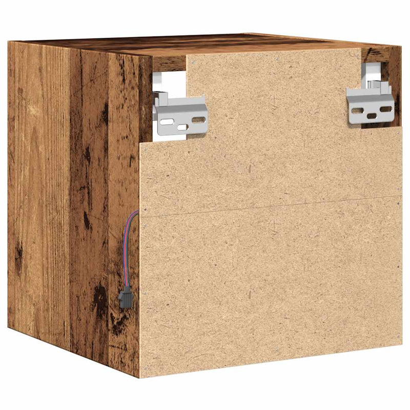 Comode TV perete cu lumini LED 2 buc. lemn vechi 30x28,5x30 cm