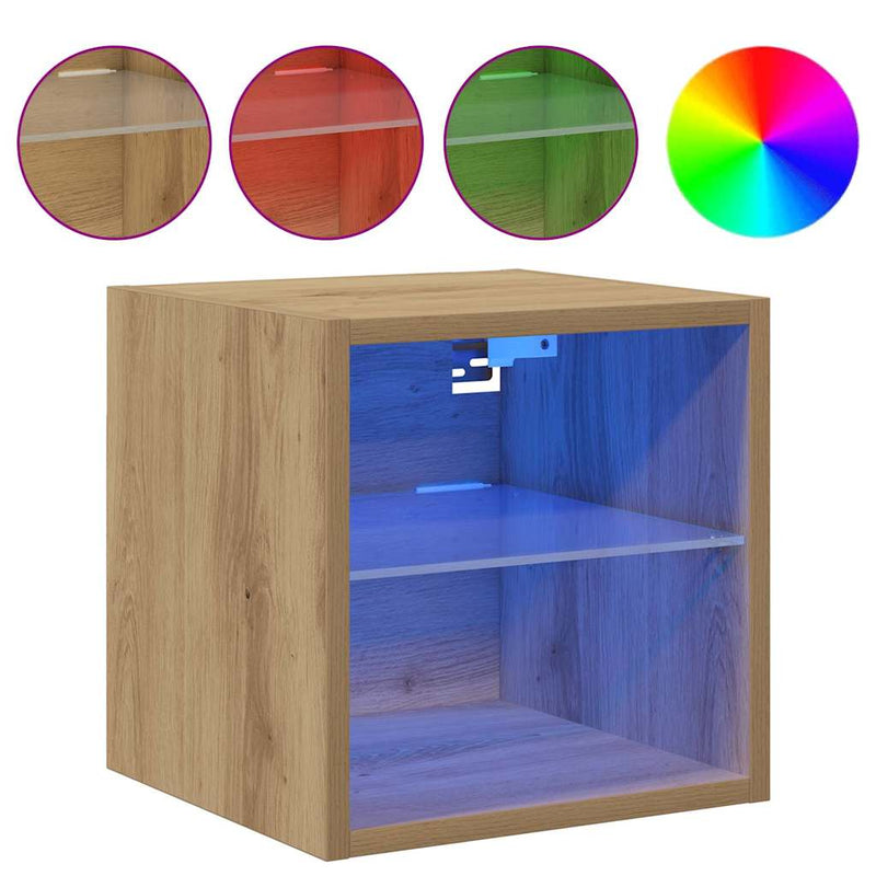 Comode TV cu lumini LED, 2 buc. Stejar artizanal 30x28,5x30 cm