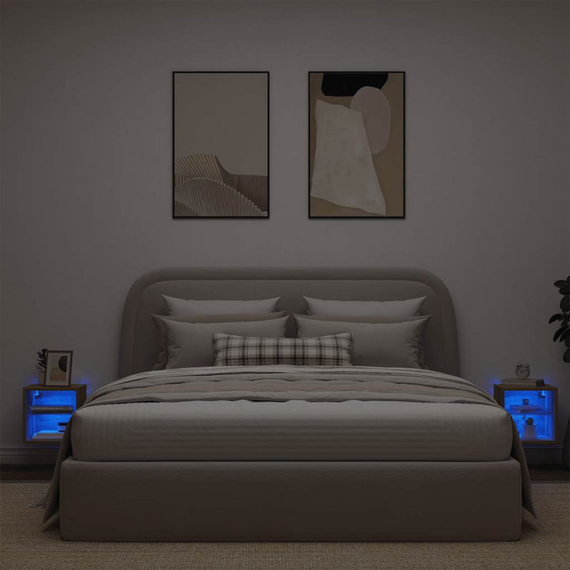 Comode TV cu lumini LED, 2 buc. Stejar artizanal 30x28,5x30 cm