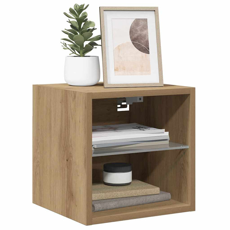 Comode TV cu lumini LED, 2 buc. Stejar artizanal 30x28,5x30 cm
