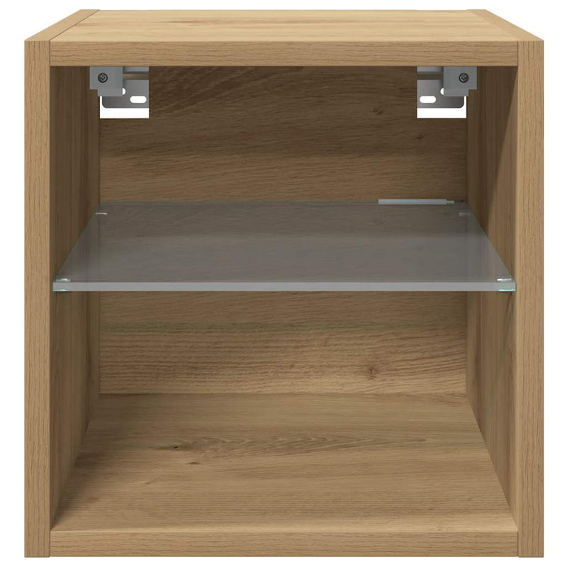 Comode TV cu lumini LED, 2 buc. Stejar artizanal 30x28,5x30 cm
