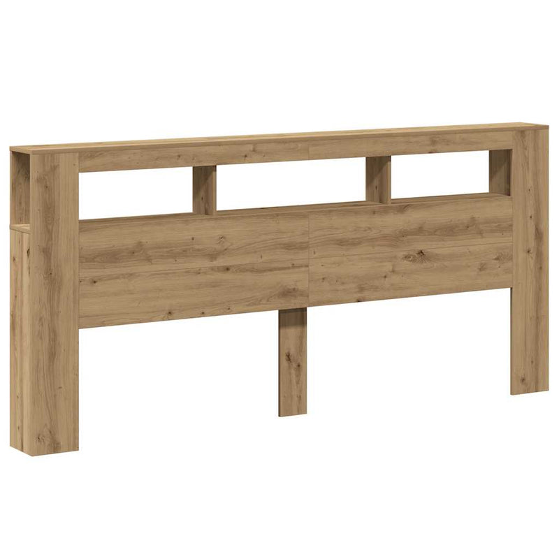 Tăblie de pat cu LED, stejar artizanal, 220x18,5x103,5 cm, lemn