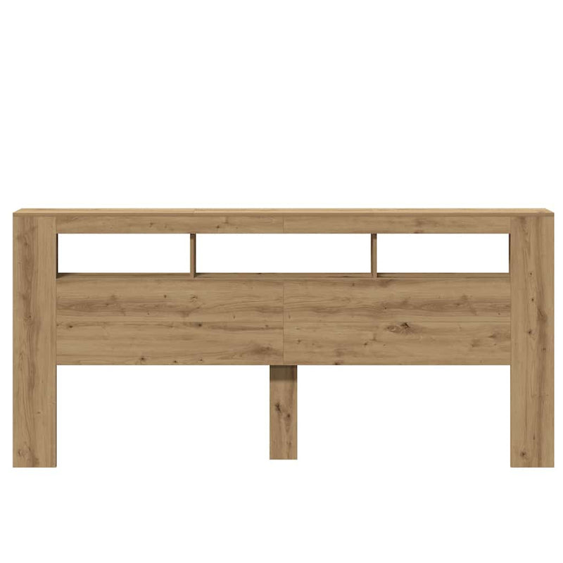 Tăblie de pat cu LED, stejar artizanal, 220x18,5x103,5 cm, lemn