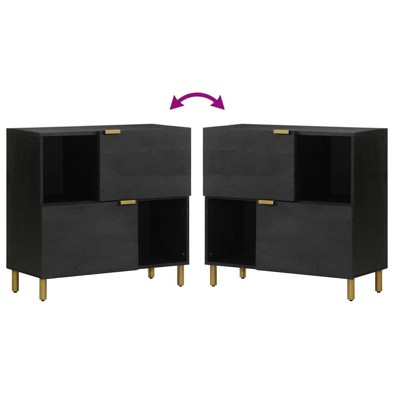 Dulap, negru, 80x33x75 cm, lemn prelucrat