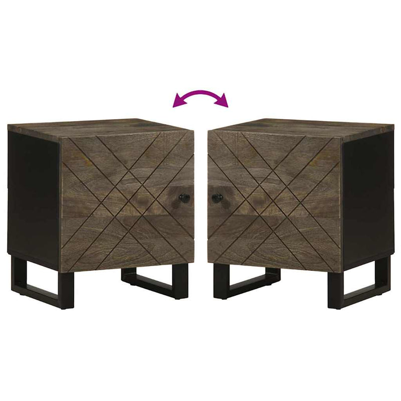 Noptiere, 2 buc., negru, 40x33x46 cm, lemn masiv de mango