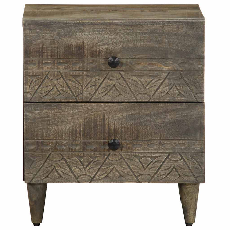 Noptiera gri deschis 40x33x46 cm lemn masiv de mango