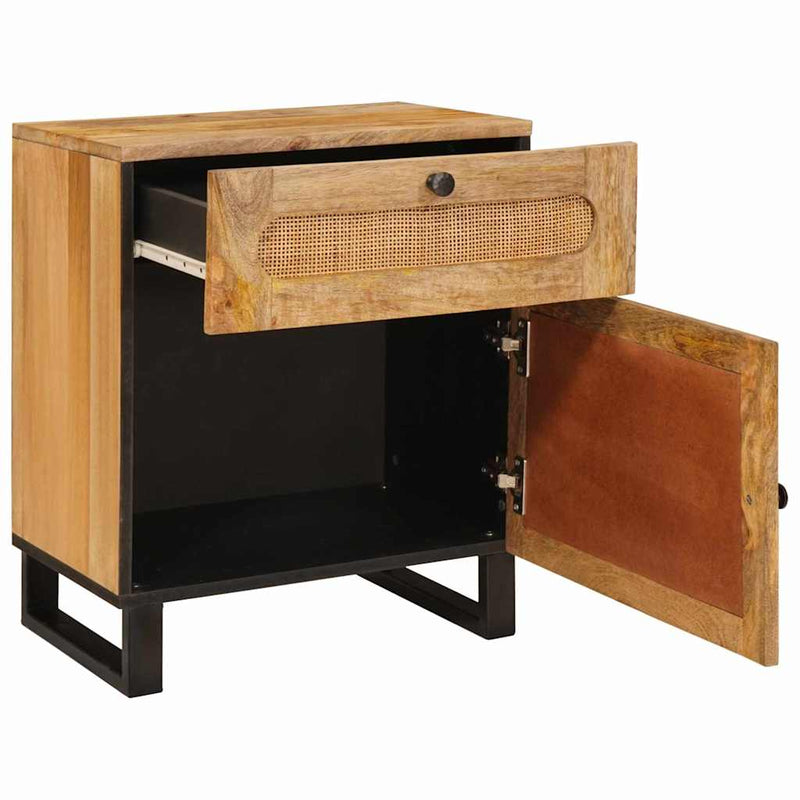 Dulap de noapte natural 50 x 33 x 60 cm Lemn de mango solid