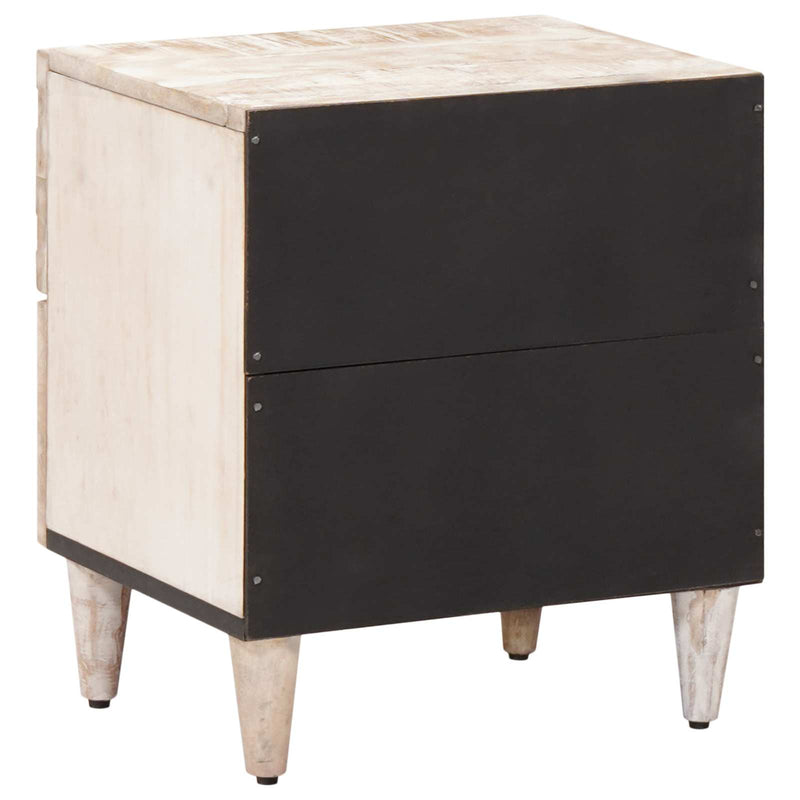Dulap de noapte Alb 40 x 33,5 x 46 cm Lemn de mango solid