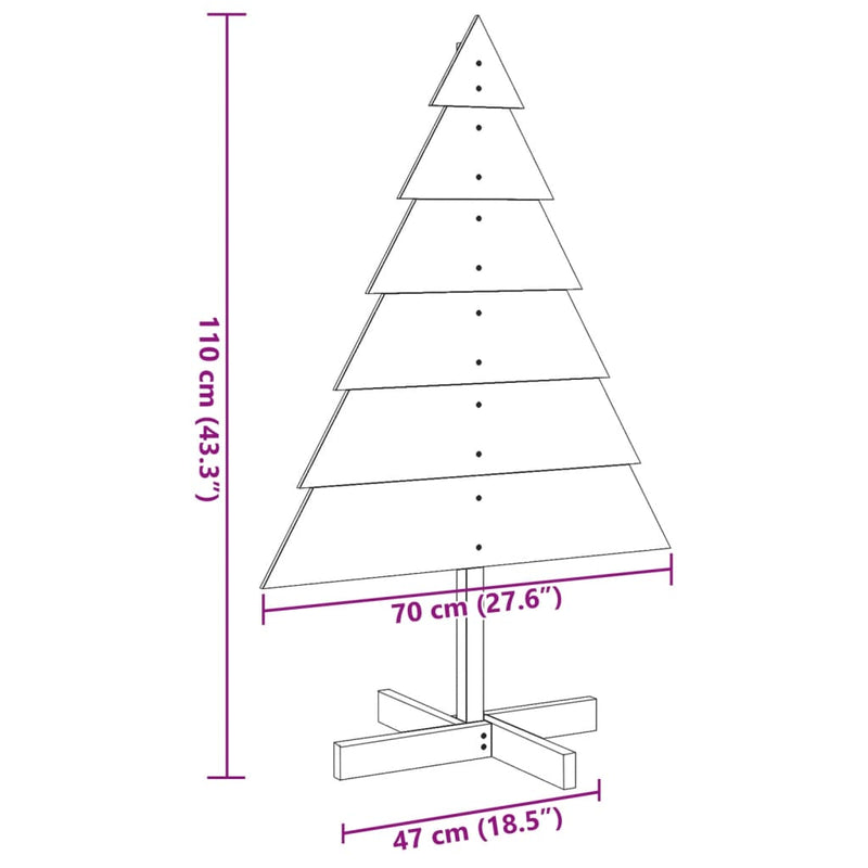 Brad de Crăciun decorativ, 110 cm, lemn masiv