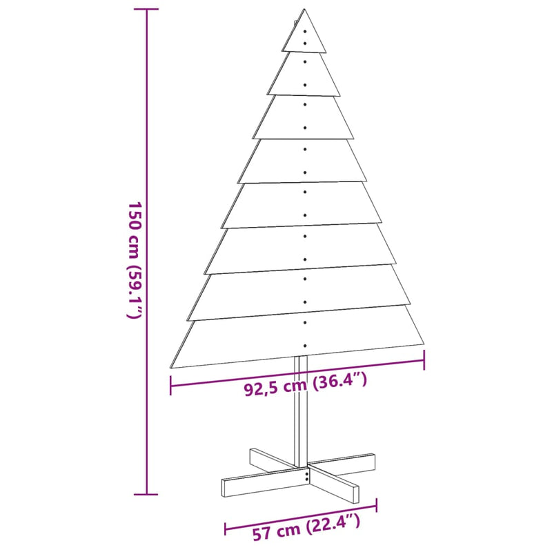 Brad de Crăciun decorativ, 150 cm, lemn masiv