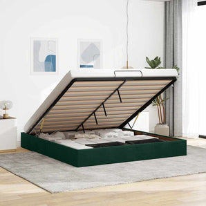 Cadru pat otoman fără saltea Verde închis 160x200 cm catifea