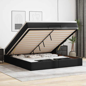 Cadru de pat otoman saltele Negru 180x200cm piele artificială