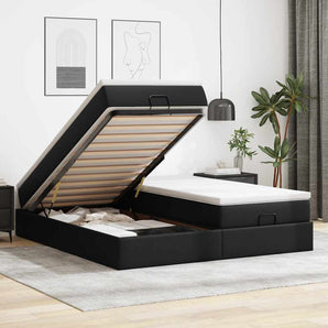Cadru de pat otoman saltele Negru 180x200cm piele artificială