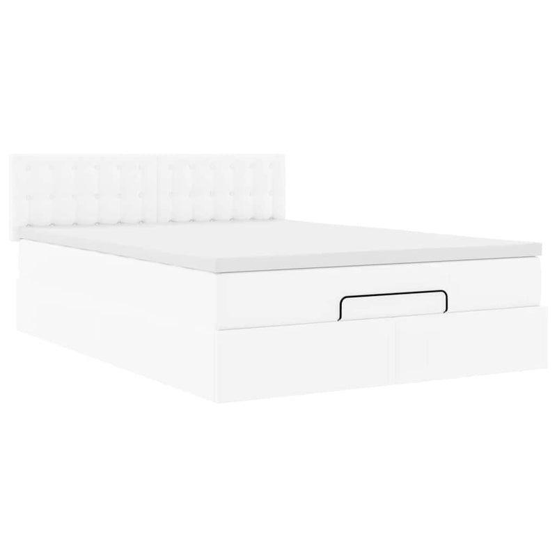 Cadru de pat otoman cu saltea alb 140x190 cm piele artificială
