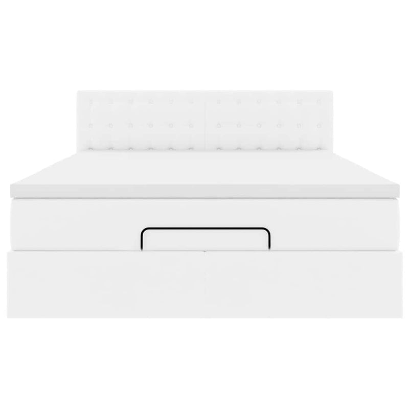 Cadru de pat otoman cu saltea alb 140x190 cm piele artificială