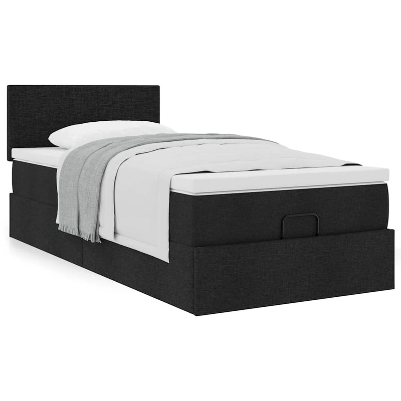 Pat otoman cu saltea negru 100x200 cm stofa