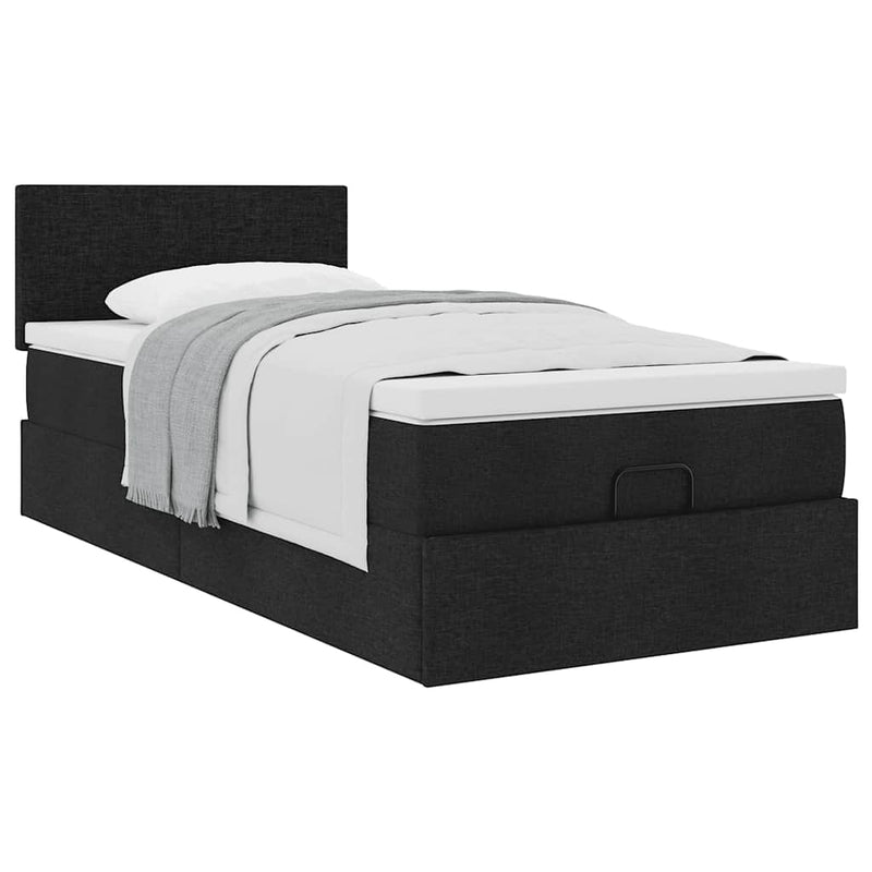 Pat otoman cu saltea negru 100x200 cm stofa
