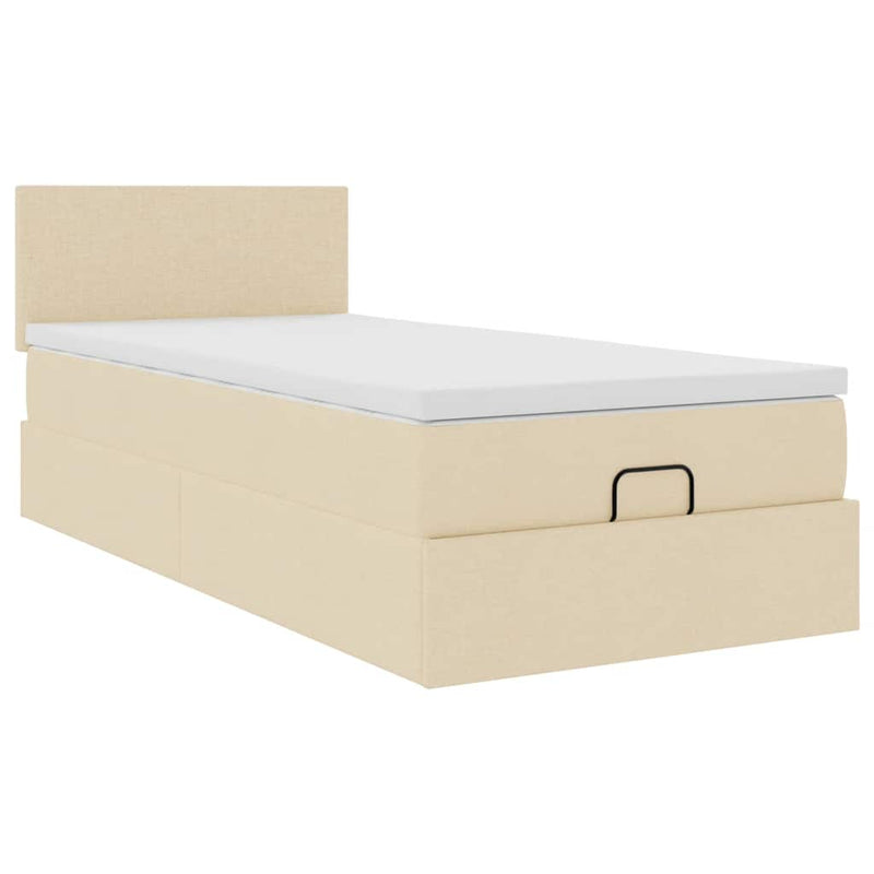 Pat otoman cu saltea crem 100x200 cm stofa