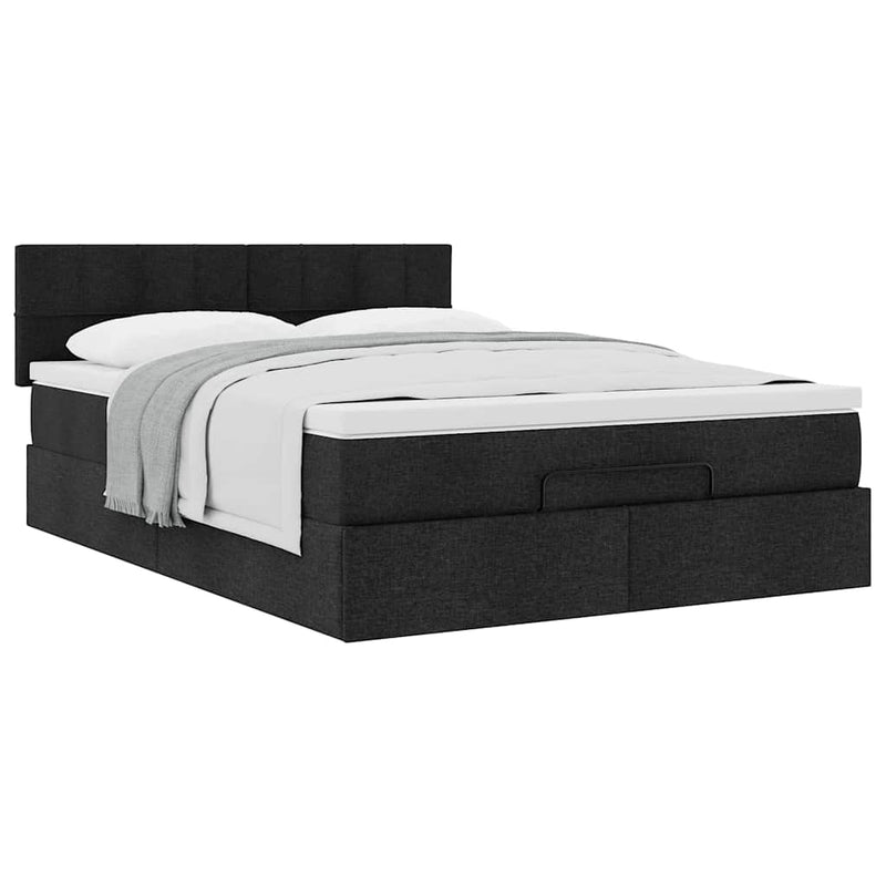 Pat otoman cu saltea negru 140x190 cm stofa