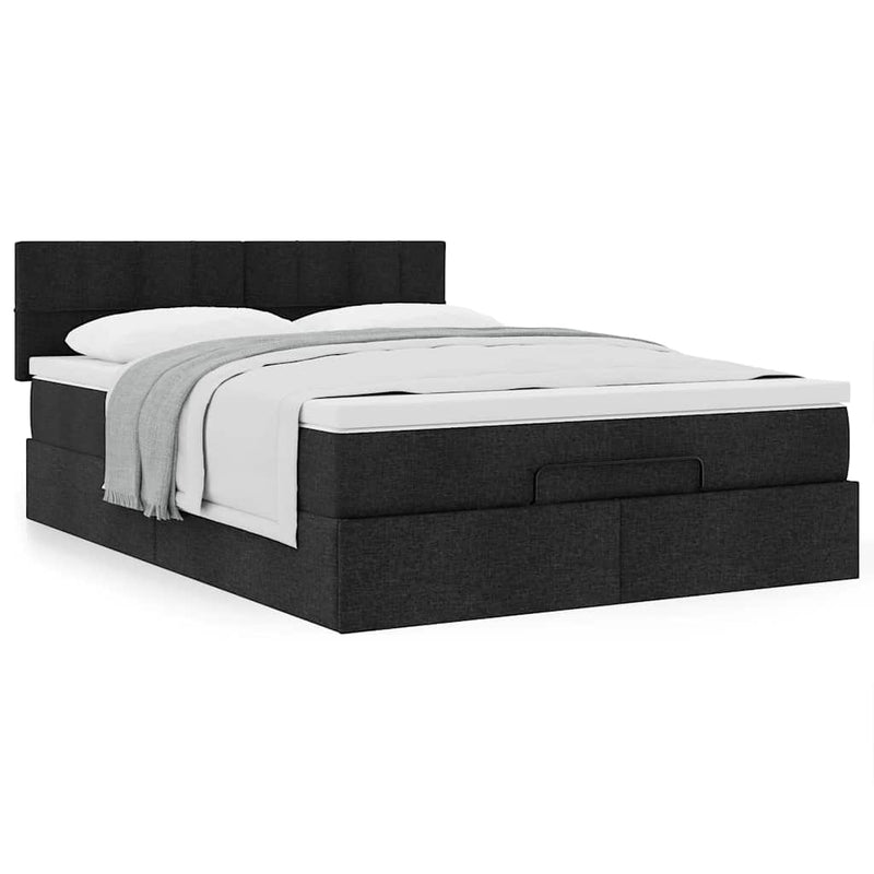 Pat otoman cu saltea negru 140x190 cm stofa