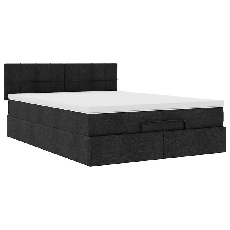 Pat otoman cu saltea negru 140x190 cm stofa