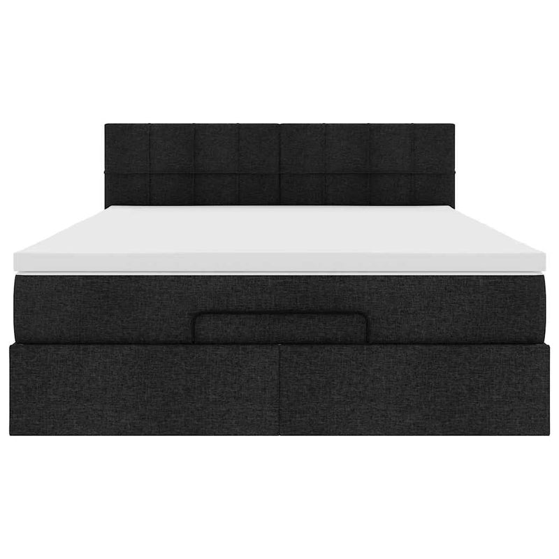 Pat otoman cu saltea negru 140x190 cm stofa