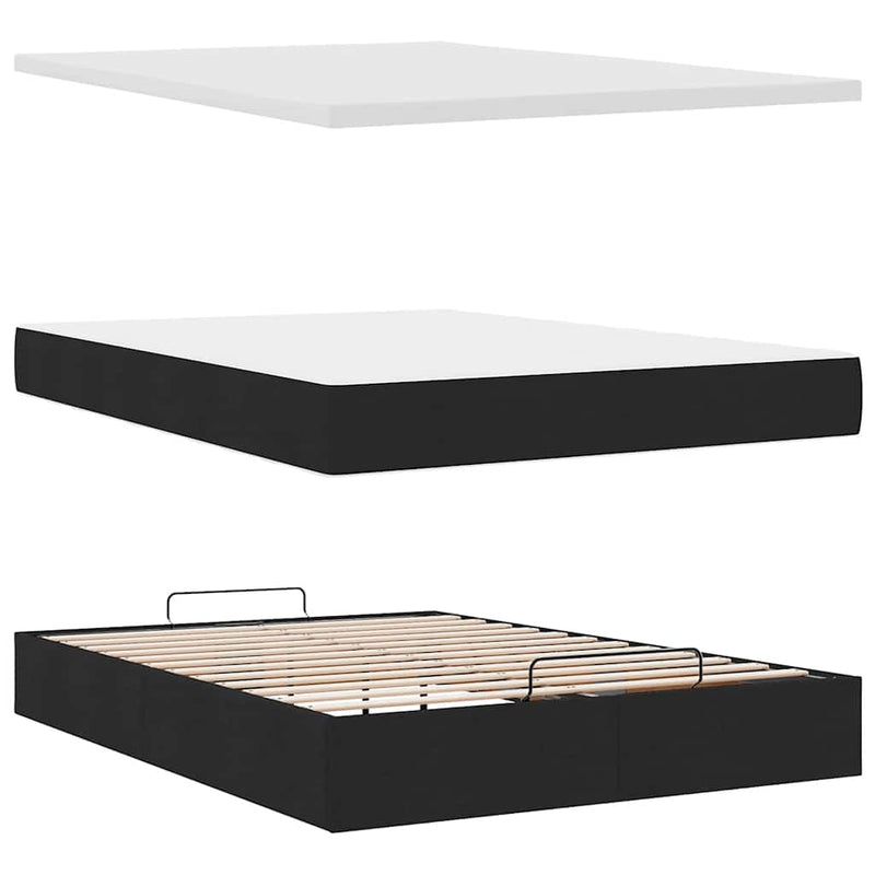Pat otoman cu saltea negru 140x190 cm stofa