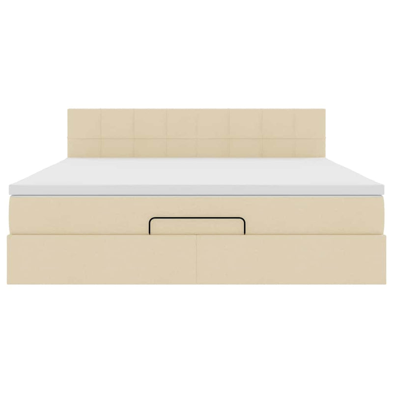 Cadru de pat otoman cu saltea crem 180x200cm stofa