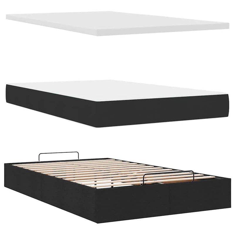 Pat otoman cu saltea negru 120x200 cm stofa