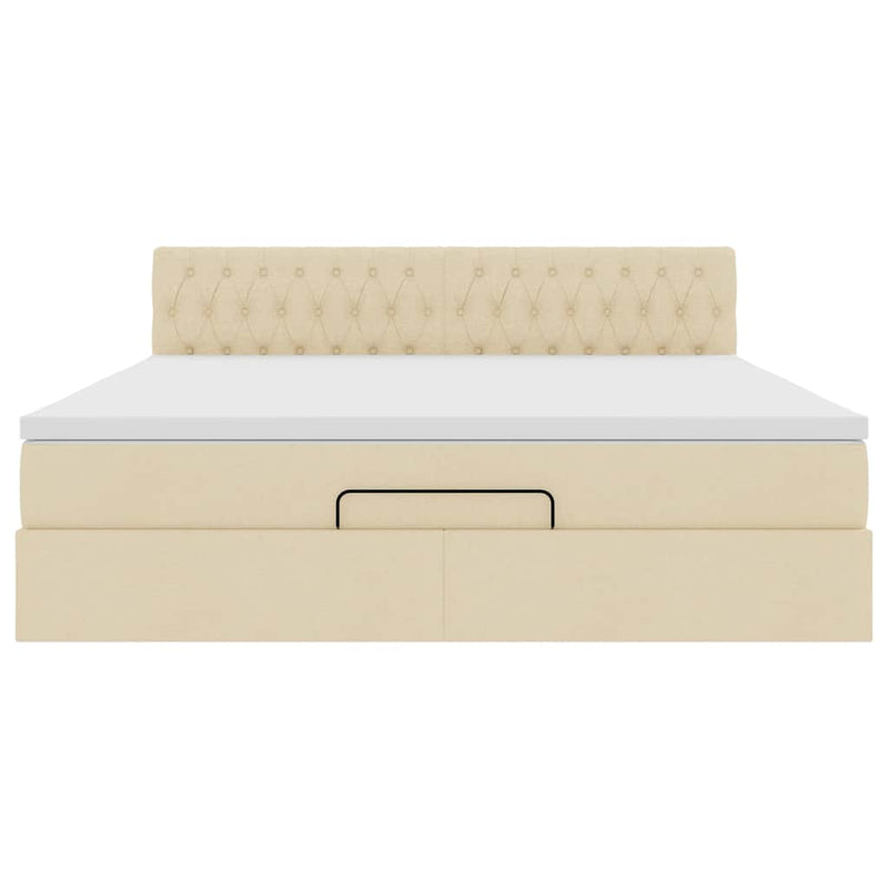 Cadru de pat otoman cu saltea crem 180x200cm stofa
